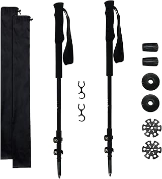 Carbon Fiber Hiking Poles 2 Pack, Foldable Lightweight Adjustable