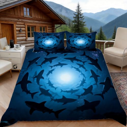 Housse de couette 140x200 requin anti-glisse avec glissière zip - 2