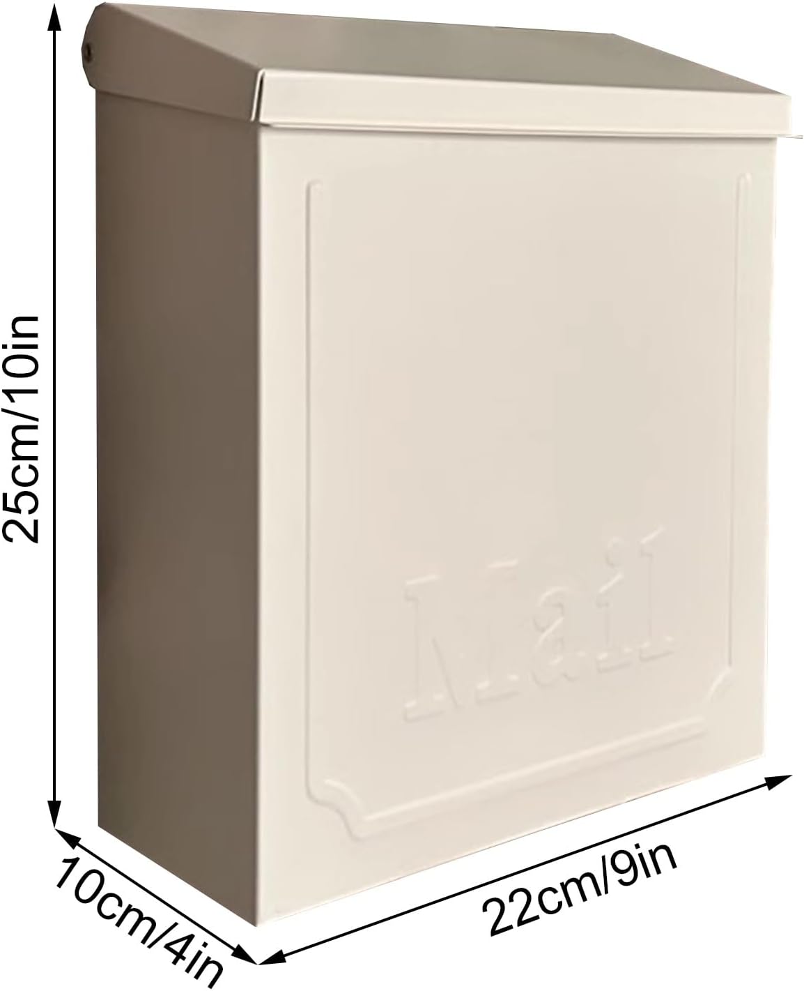 Mailbox, Wall Mount Mailbox, Metal Mailbox, Small Mailbox, Residential Mailboxes, Outdoor Mailboxes, Locking Medium Capacity, Wall-Mount Mailbox, for House or Office(White)