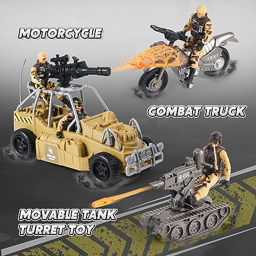 JOYIN Military Base Toys Set Including Military Base, Military Vehicles, Army Men Action Figures and Weapon Gear Accessories Military Combat Toys