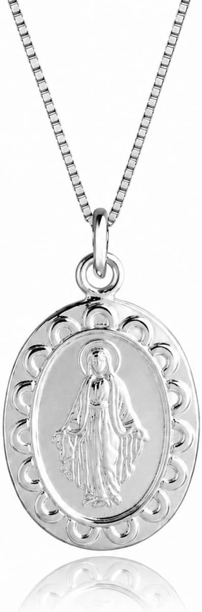 Precious Pieces Girl's 925 Sterling Silver or 14K Gold Plated Miraculous Necklace or Miraculous with Cross
