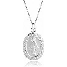 Precious Pieces Girls 925 Sterling Silver or 14K Gold Plated Miraculous Necklace or Miraculous with Cross