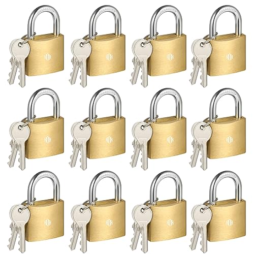 HOX 12-Pack Keyed Padlock, Waterproof and Rustproof, Solid Brass Lock with 1-1/4