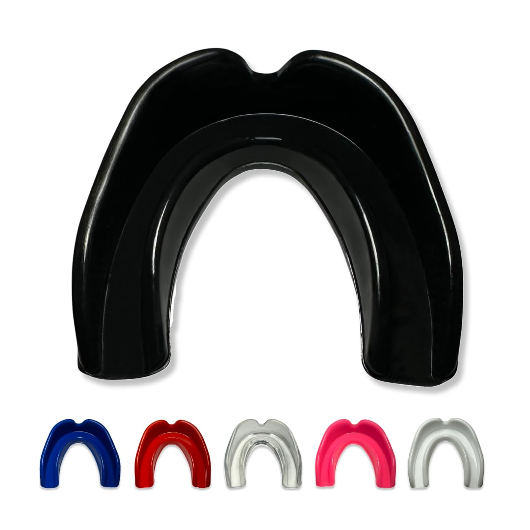 PK Shark Adult & Junior Mouth Guard with Case, Boxing Gum Shield Kids, Junior Gum Shield Kickboxing, Rugby, MMA, Football, Hockey, Teeth Protection Boys and Girls Gum Shield (Black, Junior Below 11)