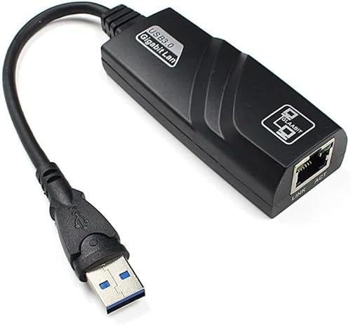 USB 3.0 to Ethernet Network Adapter, RJ45 LAN Port, Black, High Speed Internet Connection Compatible with PC and Laptop