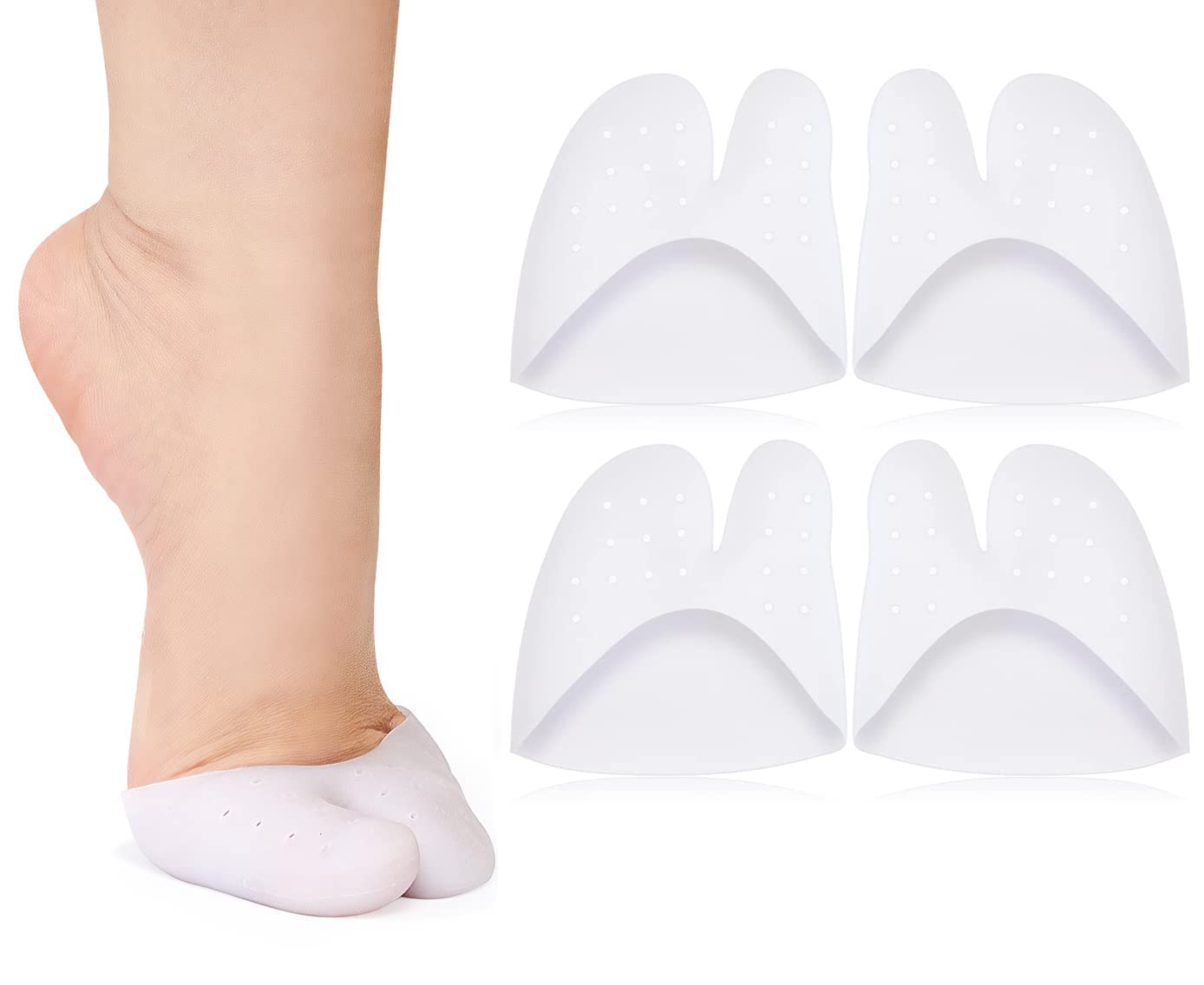 Toe Protectors with Metatarsal Pads, Toe Protectors Silicone Toe Covers Gel Toe Caps Pointe Shoe Protectors Ballet Shoes Toe Caps with Breathing Holes Comfortable Toe Pads - Unisex (4 Pieces)