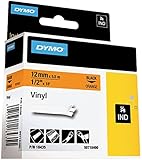 dymo vinyl 12mm  DYMO 19mm RHINO Coloured Vinyl Negro sobre naranja cinta para impresora de etiquetas - Cintas para impresoras de etiquetas (Negro sobre naranja, Vinilo, Caja, 1,9 cm, 5,5 m, 32 mm)