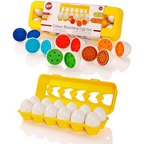 Tippi Color Matching Egg Set - Juguetes para niños pequeños - Educational Color & Number Recognition Habilidades de Aprendizaje de Juguetes