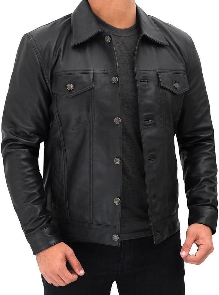 Chaqueta de cuero de alta calidad para hombre, chaqueta de cuero clásica vintage, chaquetas de cuero casuales reales para hombre