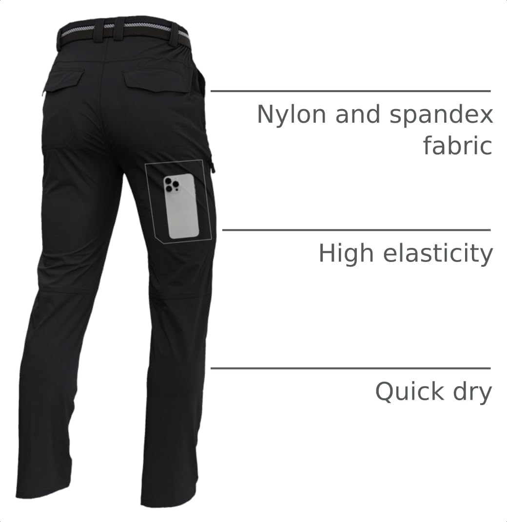 Men's Lightweight Hiking Cargo Pants Waterproof Quick Dry Travel Fishing Climbing Work Outdoor Pants
