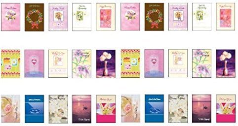 Value Pack Assorted All Occasion Cards Box Set of 30. Thinking of You, Sympathy, Get Well Soon, and Birthday. Made in the USA