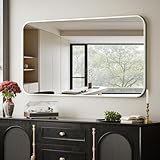 BEAUTYPEAK Wall Mounted Bathroom Mirror - 26' x 38' Silver Rectangular Aluminum Alloy Frame Mirror with Rounded Corners