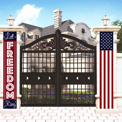 4Th Of July Door Banner, Hanging American Flag And “Let Freedom Ring” Banners, Fourth Of July Party Supplies Red White Blue Decor For Front Door Yard Indoor Outdoor Party Decor, Independence Day Patriotic Decorations, 12 X 71 Inches #TOP3