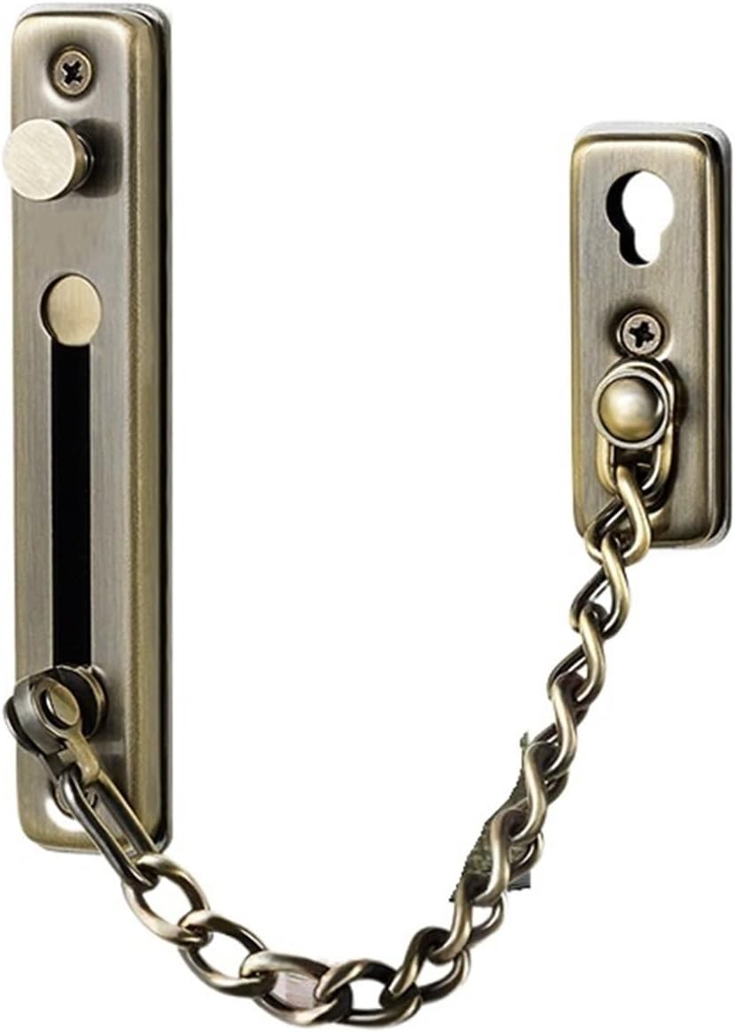 Door Lock 304 Stainless Steel Security Anti-Theft Door Latch Buckle Guard with Nail Free Glue Door Hardware(Green Bronze-Screw)