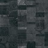 LaCheery Dark Slate Stone Tile Wallpaper Peel and Stick Brick Wallpaper Textured Tiles Faux Stone Contact Paper Peel and Stick Removable 3d Geometric Brick Wall Paper Roll for Bathroom Walls 17.5'x79'