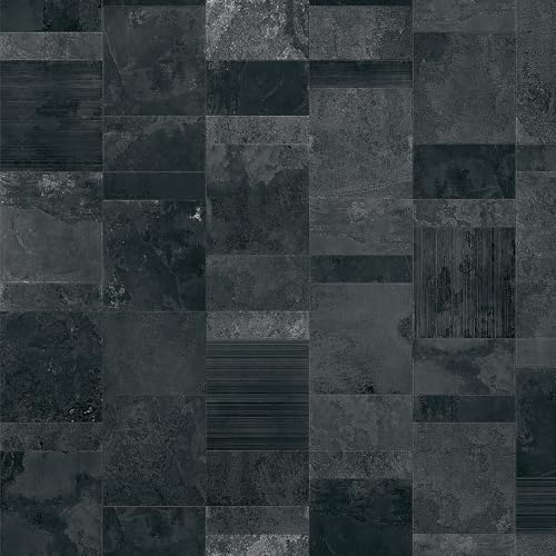 LACHEERY Dark Brick Peel and Stick Wallpaper Geometric Tiles 17.5"x275" Faux Brick Contact Paper Peel and Stick Stone Wallpaper 3D Textured Wall Paper for Bathroom Bedroom Walls Cabinets Fireplace by LACHEERY - Used condition - US$30.48