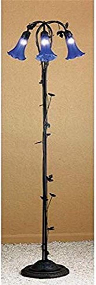 Meyda Tiffany 31333 Blue Pond Lily 3 Light Floor Lamp, 59" Height