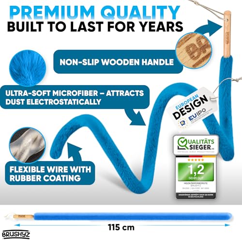 BRUSHYZ Radiator Cleaner Brush 115cm I Flexible Scratch-Free Slim Radiator Brushes for Cleaning I Soft Polyester I Radiator Duster Brush Long Thin & Washable I Fits 99% of Gridded & Non-Gridded Heater - Image 3