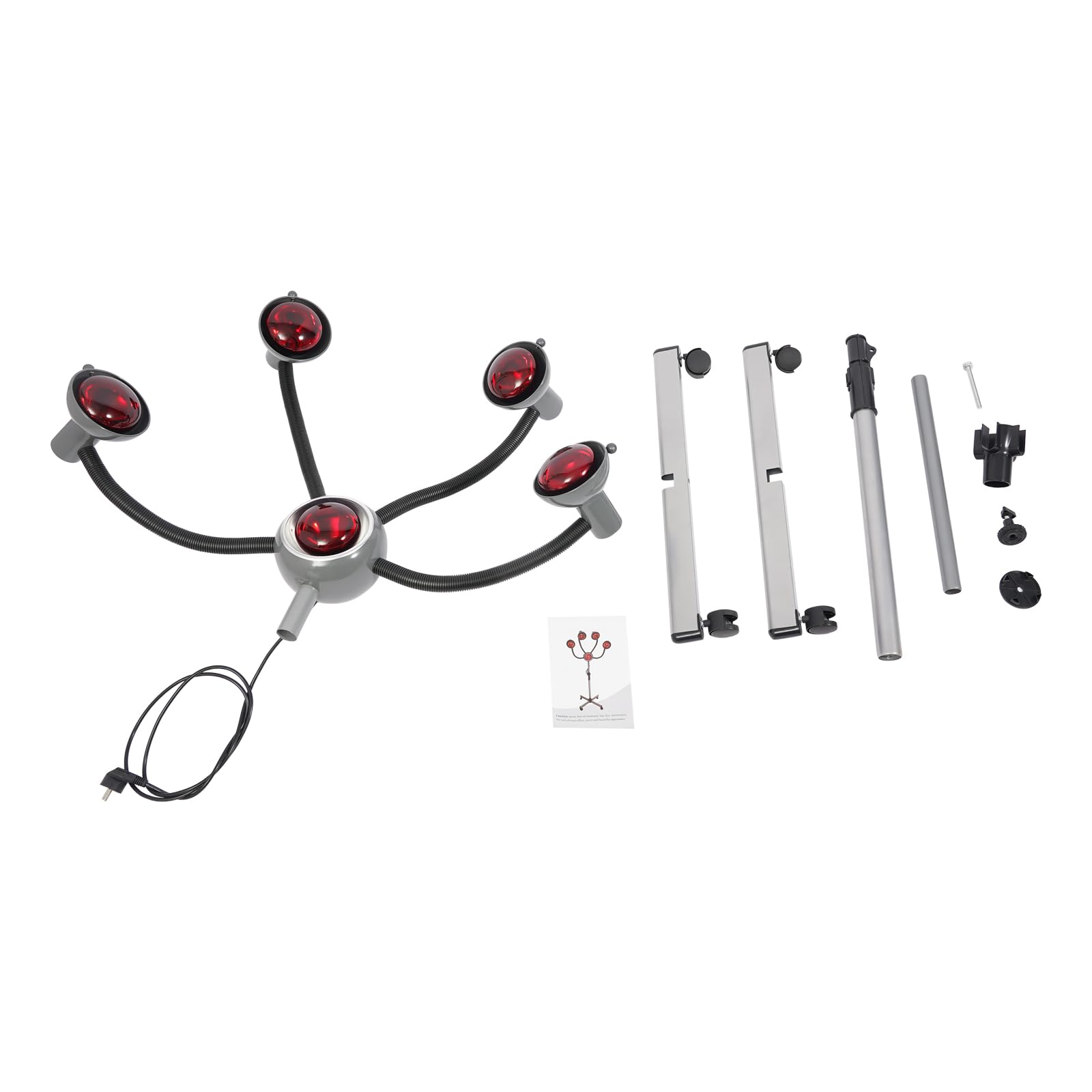 Lampada riscaldante a infrarossi a 5 teste da parrucchiere, con paralume protettivo, lampada a infrarossi, 40 – 80 °C, luce a infrarossi, 108 – 132 cm, altezza regolabile, colore bianco