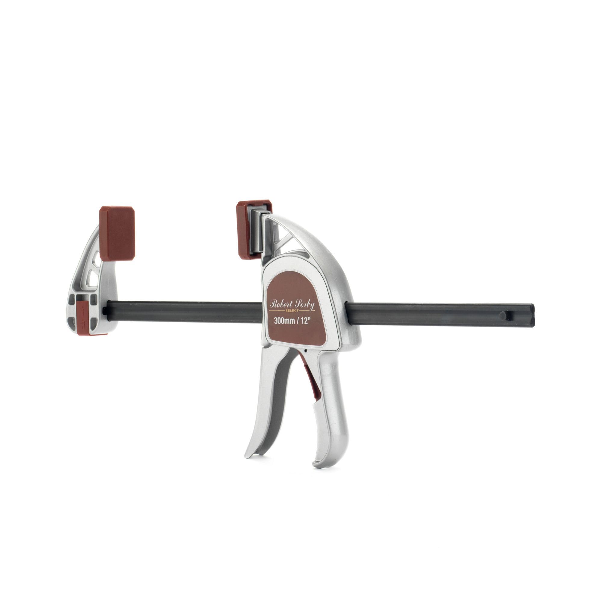 Robert Sorby Silver Select Heavy Duty One Handed Bar Clamp 12" 305Mm Quick Release Clamp And Spreader 300Kgf Aluminium Body 85Mm Throat Depth Soft Grip Handle