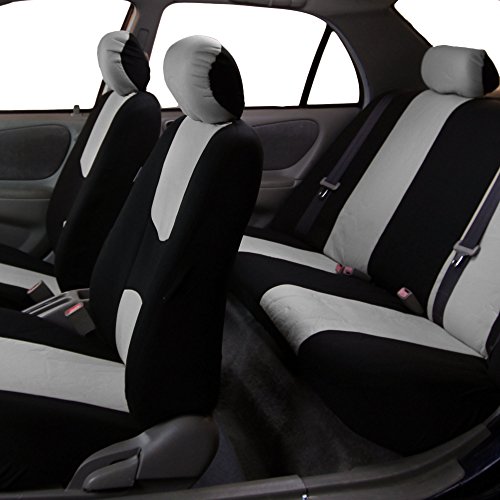 FH Group FB050GRAY114 Universal Fit Full Set Flat Cloth Fabric Car Seat Cover, (Gray/Black) (FH-FB050114, Fit Most Car, Truck, SUV, or Van) by FH GROUP - Image 3