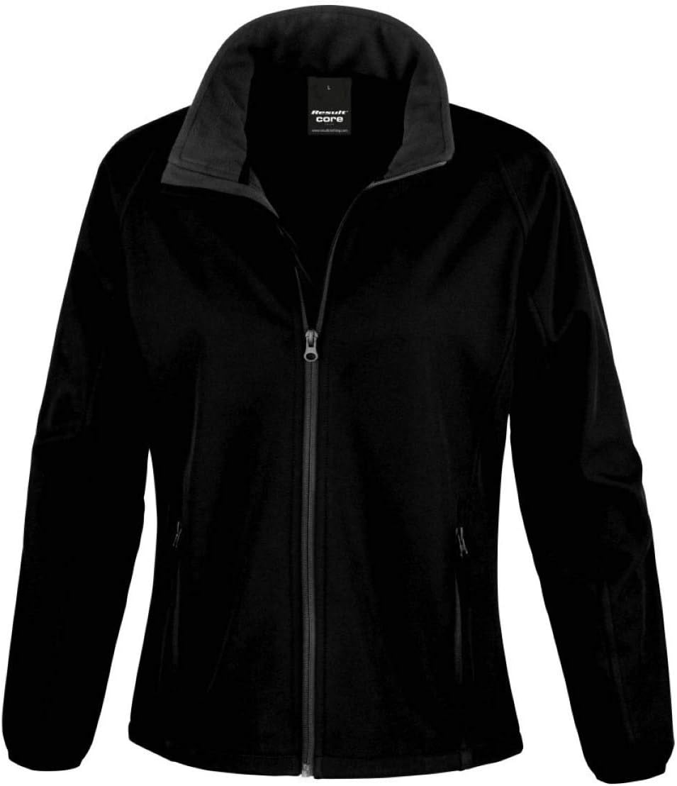 Result Core Womens Printable Soft Shell Jacket Black/Black XL/16