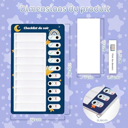 FIDWALL 2PCS Checklisten-Boards für Kinder: Aufgabenplaner, Verhaltens-Chart & Ablauffplaner mit abnehmbaren To-do-Listen (1 Morgen-Checkliste, 1 Abend-Checkliste)