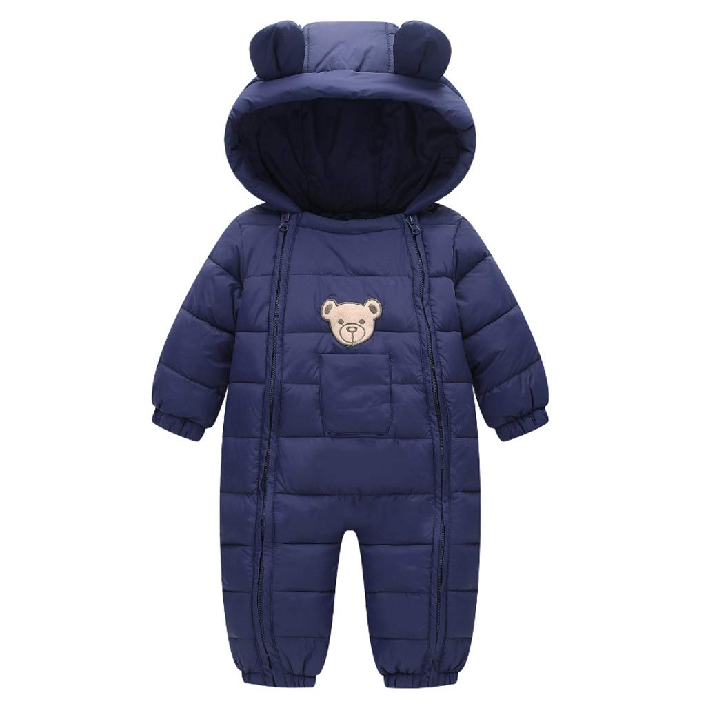 JiAmy Baby Snowsuit Hooded Romper Winter Outfits Cartoon Bear Jumpsuit for Boys Girls 3-18 MonthsOEKO-TEX STANDARD 100