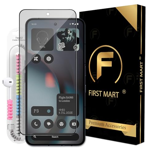 Image of FIRST MART Matte Anti-Glare Tempered Glass for Nothing Phone 3 Installation Kit | Military-Grade Gaming Screen Protector & Cable Guard | Edge to Edge Coverage | Black