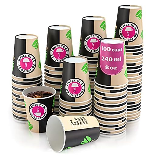 100 Vasos Desechables de Café Para Llevar - Vasos Carton 240 ml para Servir el Café, el Té, Bebidas Calientes y Frías