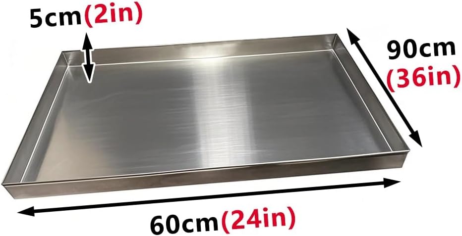 304 Stainless Steel Leak-Proof Air Conditioner Drip Tray - 5cm Deep Condensate Drain Pan for HVAC, Laundry, Planters, Sink, 24x36in / 60x90cm