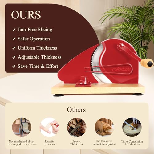 Manual Bread Slicer for Homemade Bread,Even Slicing Thickness-Adjustable Slices,Sourdough Slicer with Scale Lines&SuperStrong SuctionCup Fixation (Red-Guide) by AirVows - Image 7