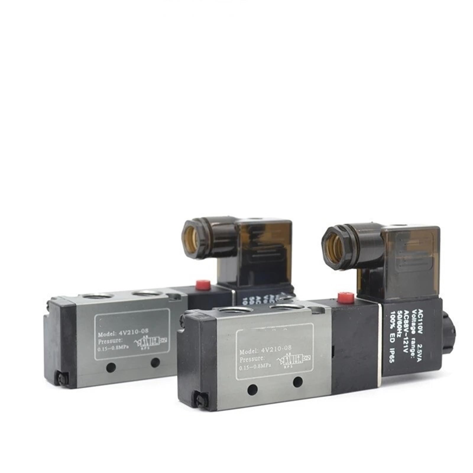 Válvula Solenoide eléctrica neumática 4V110 4V210 4V310 4V410, Control de 5 vías y 2 Posiciones, Aire, Gas magnético 4V210-08 12V 24V 220V(4V310-10 AC110V,with 4mm Fittings)