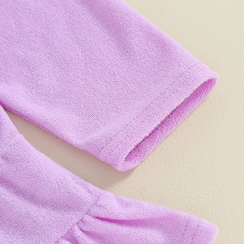 Image of Girls Terry Cloth Swim Cover Up Zip Up Hooded Bathing Suit Coverup Wraps Rufled Kids Pool Beach Robe Cover-Up Dress