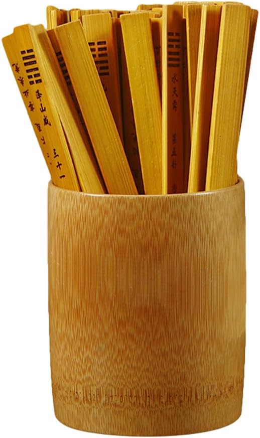 Abaodam Chinese Fortune Sticks with Bamboo Bucket Kau Chim Sticks Chinese Fortune Telling I Ching Buddhist Divination Game Props for Fortune Telling Games