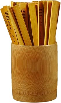 Abaodam Chinese Fortune Sticks with Bamboo Bucket Kau Chim Sticks Chinese Fortune Telling I Ching Buddhist Divination Game Props for Fortune Telling Games