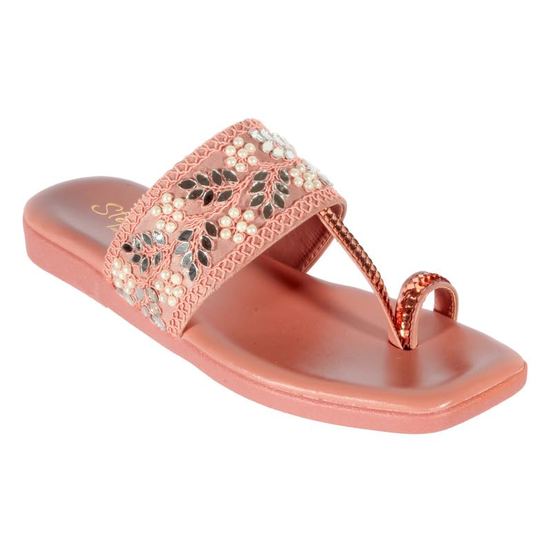 Stepee Pink Casual & Trendy Toe Ring Kolhapuri Slipper Flat Sandal for Women Size-36 (B0CKHXPXV1) Amazon Price History, Amazon Price Tracker