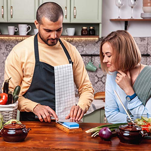 Knife Sharpening Stone Set Whetstone Kit 4 Grit 400/1000 3000/8000 Sharpening and Honing Waterstone Best Wet Stone Sharpener for Chefs Kitchen Knives Anti-slip Bamboo Base and Flattening Stone - Thumbnail 5