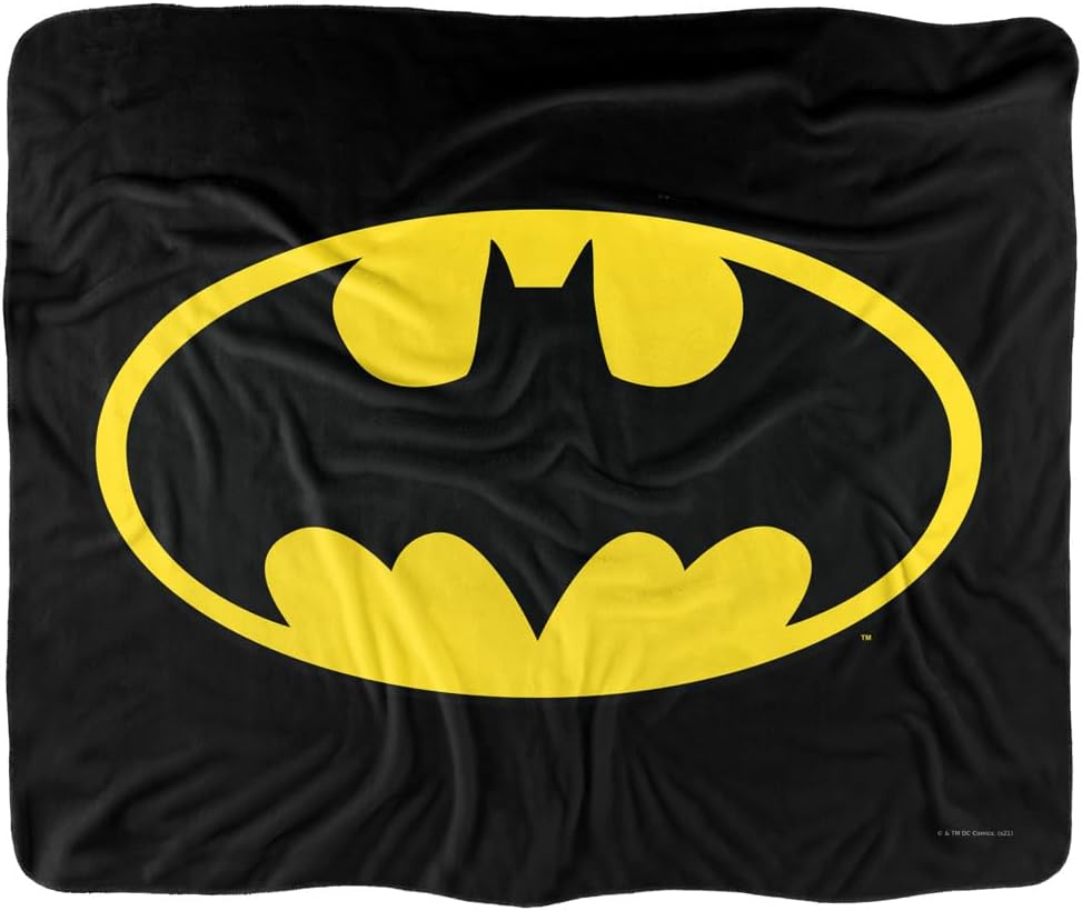 Batman Blanket, 50"x60", Classic Logo Silky Touch Sherpa Back Super Soft Throw Blanket