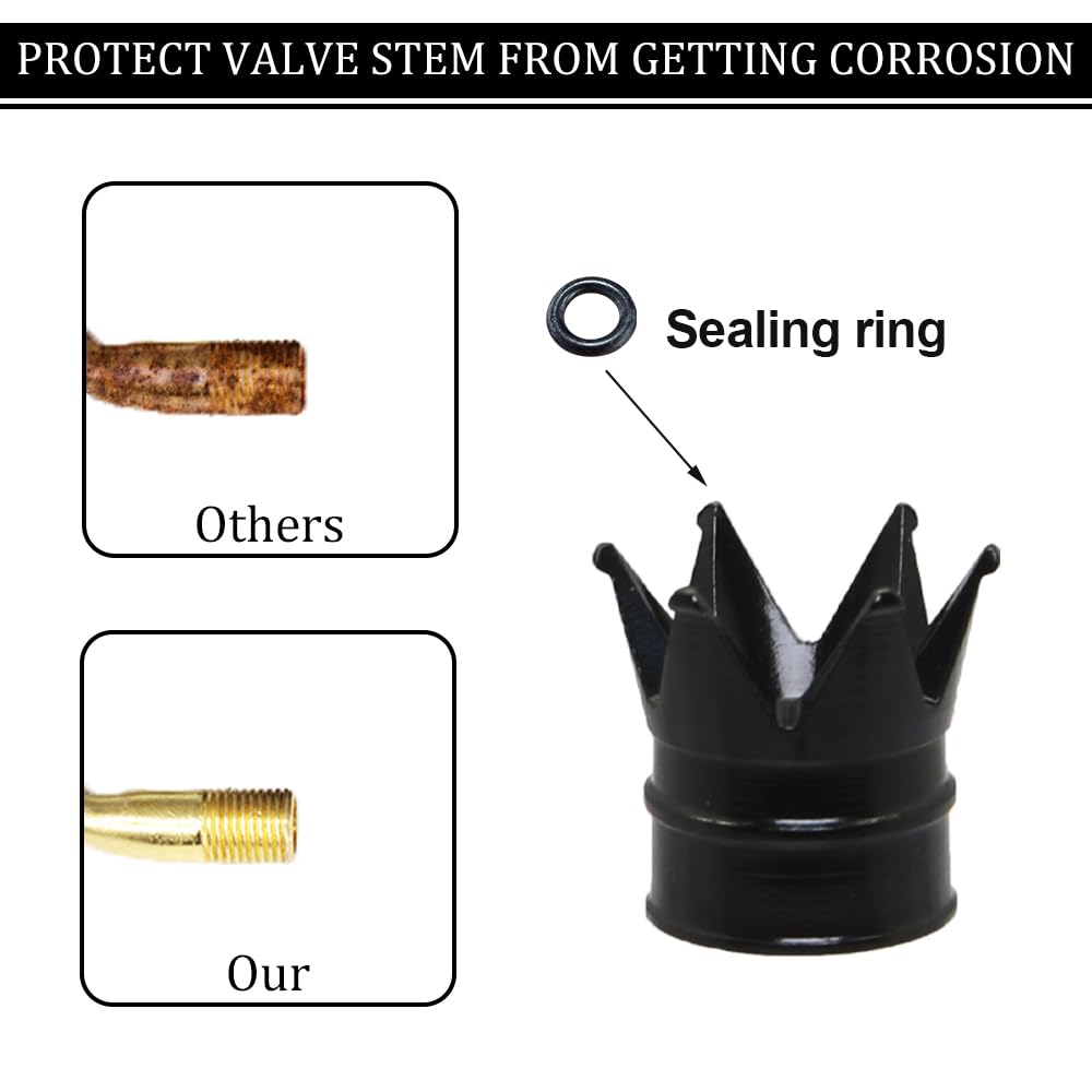SENZEAL 4 Stuks Stofkappen voor Autobanden Kroon Ventieldoppen Universele Aluminiumlegering Tire Valve Stem Caps voor Auto Fietsen Vrachtwagens Motorfiets (Grijs