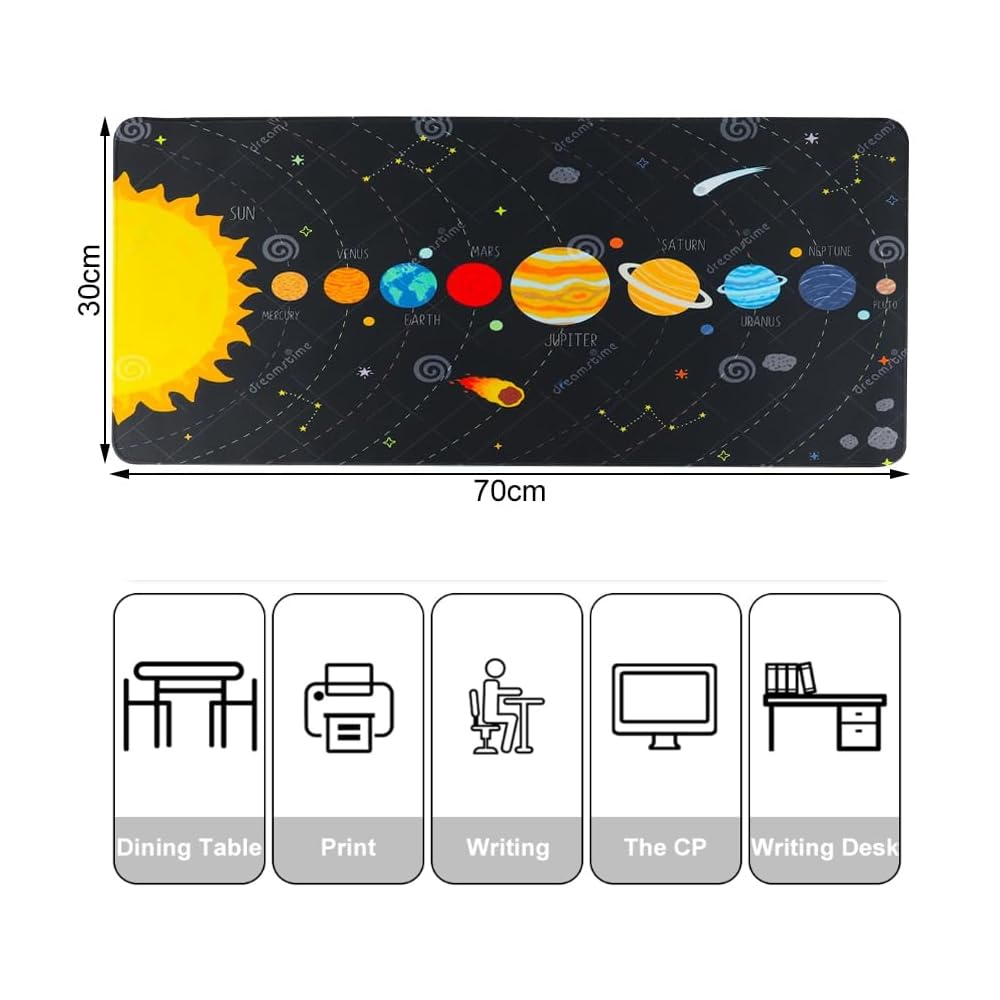 Tappetino Scrivania Sistema Solare 30 x 70 cm Gomma Lavabile per Bambini