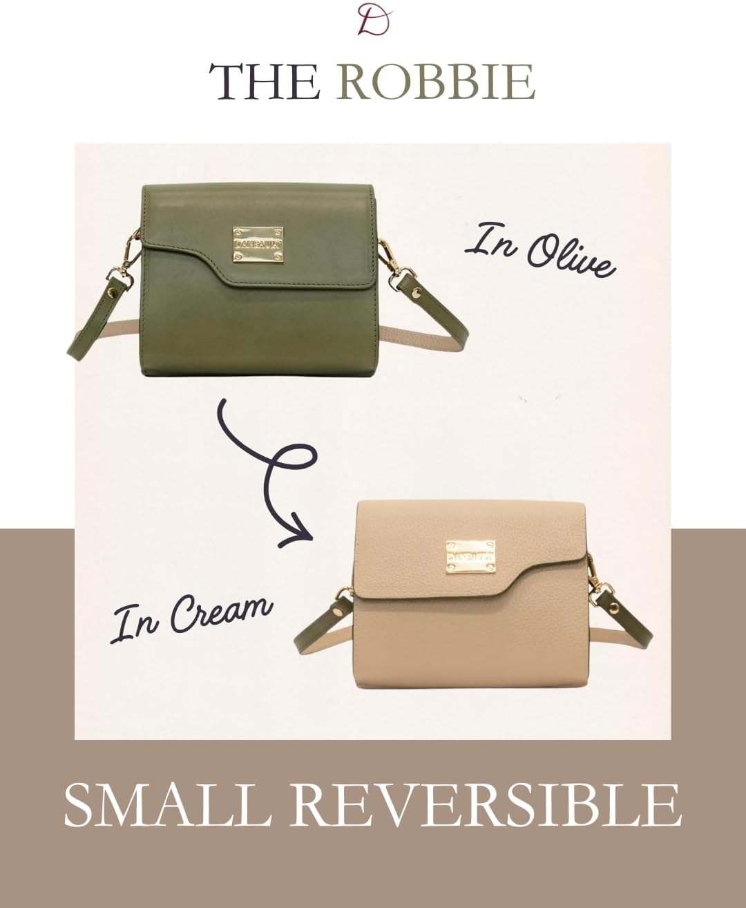 Small Reversible Leather Purse - The Robbie - 2-in-1 Dual-Color Leather Handbag - Women’s Crossbody & Shoulder Bag
