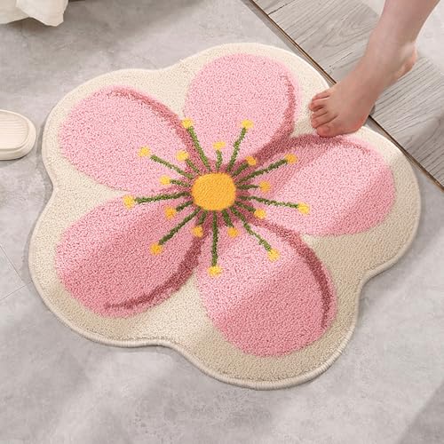 seimeinoki 桜 玄関マット トイレマット インテリアマット 春 飾り 花 可愛い シャギー ドアマット 室内用玄関 浴室 インテリア 滑り止め 洗える 40*40cm [5]