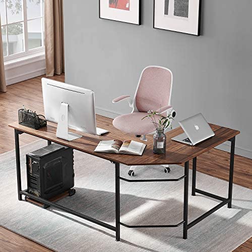 Vecelo L-Shaped Corner Cpu Stand Study Writing Table Workstation Gaming Computer Desk For Home Office,Brown, 66 #TOP3