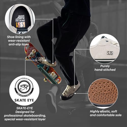 Image of Skateboard Shoes for Men Leather Low Top Pro Skateboarding Training Casual Sneakers