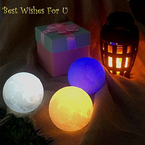 RESTER 3D Printing Moon Lamp Rainbow Color Night Lights Home Decoration Table Desk Moonlight Lamp Gift for Valentine's Day and Birthday(3.15inch)