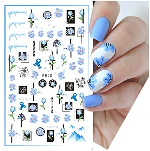 Nail Art Sticker Retro Winter Xmas Tree Cotton Birds Fruit Flower Back Glue Nail Stickers,F820