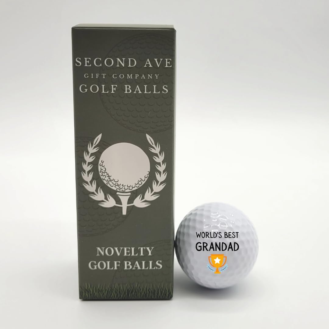 Second Ave Lot de 3 balles de golf avec inscription « World's Best Grandad » pour la fête des pères, Noël, un anniversaire, un golfeur