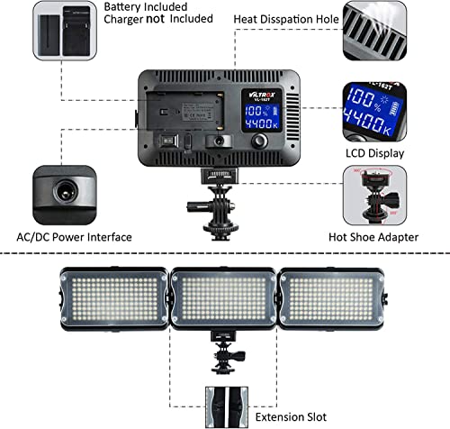 Viltrox Vl-162T Cri95+ Led Video Light, Portable On Camera Photo Light Panel Dimmable For Dslr Camera Camcorder With Battery, High Brightness, 3300K-5600K Bi-Color, White Filter And Lcd Display #TOP3
