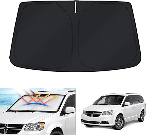 Miniatura 1 de KUST Parasol para parabrisas para Dodge Caravan Mini Van 2008-2020 (no para Dodge Grand Caravan), parasol plegable, bloquea los rayos UV y mantiene